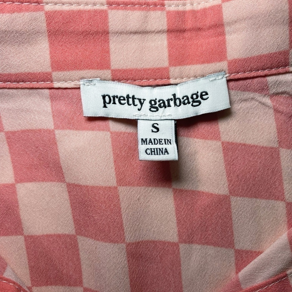 Pretty Garbage Pink Checkered Print Long Sleeve Button Down Shirt - Picture 5 of 10